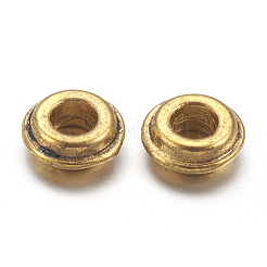 チベット風合金スペーサービーズ  カドミウムフリー＆鉛フリー  ロンデル  アンティーク黄金  無鉛の  6x2.5mm  穴：2.4mm&nbsp;X-GLF0556Y