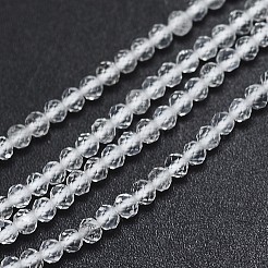 天然石クオーツクリスタルビーズ連売り  ロッククリスタルビーズ  多面カット  ラウンド  2mm  穴：0.5mm  約170~180個/連  12.9インチ〜13.3インチ（330~340mm）&nbsp;G-G914-2mm-22