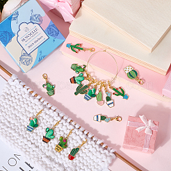 20 шт. 10 стиля подвесные украшения из эмалевого сплава в виде кактуса HJEW-SC0002-14