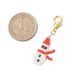 2 шт. подвеска в виде снеговика из стеклянных бусин&nbsp;HJEW-MZ00368