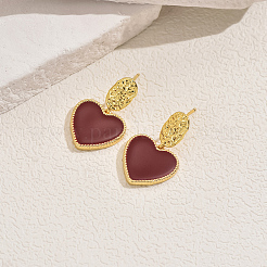 Изысканные латунные серьги-гвоздики в форме сердца&nbsp;KG8789