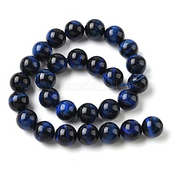 天然石タイガーアイビーズ連売り  ラウンド  染め＆加熱  ダークブルー  14mm  穴：1.2mm  約28個/連  15.35インチ（39cm）&nbsp;LS-G-P230-08-B-14mm