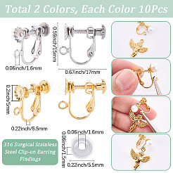 20 шт. 2 цвета фурнитура для сережек-клипс из хирургической нержавеющей стали 316 STAS-SC0010-45