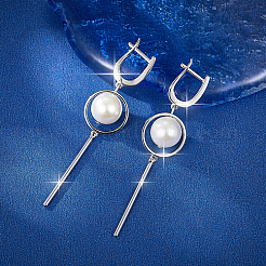 925 серебряная серьга-кольцо с родиевым покрытием и геометрическим узором NJ2624