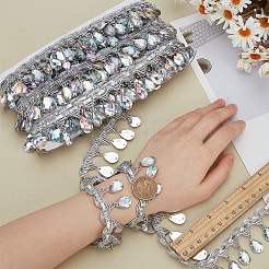 Кружевная лента из полиэстера с пластиковыми подвесками-кисточкой&nbsp;DIY-WH0656-11B