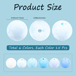 90шт 6 цвета силиконовые бусины&nbsp;SIL-PA0001-07C