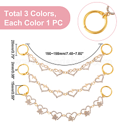 2 комплект цепочек для украшения обуви в виде бабочки/сердцебиения/бесконечности из сплава со стразами&nbsp;FIND-PH0009-95