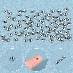 304ステンレススチールビーズ  フラットラウンド  ステンレス鋼色  4x2mm  穴：1mm  300pc&nbsp;STAS-BBC0009-89B