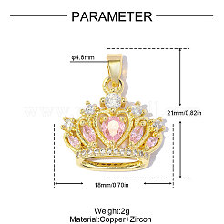 Pendentifs en laiton pavés de zirconiums cubiques roses&nbsp;CU-OY001-02G