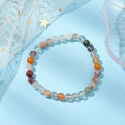 Braccialetti elasticizzati rotondi con perline di quarzo rutilato naturale da 6.5 mm per donna uomo&nbsp;BJEW-JB10490