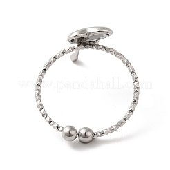 変色しない304ステンレススチール製ハートオープンカフリング女性用  ステンレス鋼色  usサイズ8（18.1mm）&nbsp;LS-RJEW-H136-03P