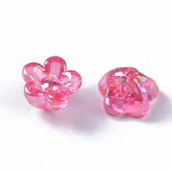 透明なアクリルビーズ  ABカラーメッキ  花  ミックスカラー  10x10.5x6.5mm  穴：1.8mm  約192個/50g&nbsp;X-TACR-Q270-009