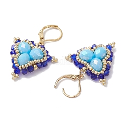 Стекло бисер болтающиеся серьги EJEW-MZ00331-03