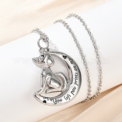 Ожерелья из нержавеющей стали 304 с урной для праха домашних животных в виде черной эмали NJEW-K286-01B-P