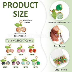 28 шт. 7-х цветные подвески из стекла с эффектом потрескивания при запекании PALLOY-TAC0185