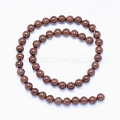 Натурального красного дерева обсидиана бусинка нити X-G-F425-01