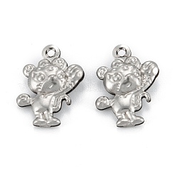 変色しない316サージカルステンレスペンダント  クマ  ステンレス鋼色  17x13x4mm  穴：1.2mm&nbsp;STAS-C026-18P