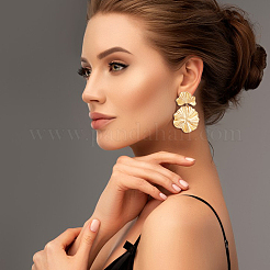 3 пара двухцветных сережек-гвоздиков в форме листа из сплава для женщин&nbsp;EJEW-FI0001-27