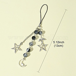 ガラス＆合金製携帯ストラップ  ブラック  13cm&nbsp;HJEW-FZ00032