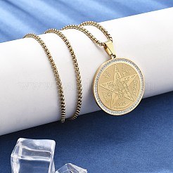 201 кулон из нержавеющей стали со стразами для женщин&nbsp;NJEW-U021-01G