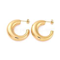 Orecchini a bottone in acciaio inossidabile 304 a forma di C per donna&nbsp;EJEW-A125-07G