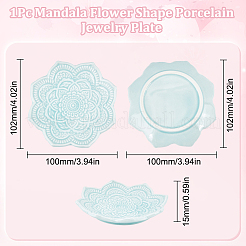 Porzellan-Schmuckteller in Mandala-Blumenform&nbsp;DJEW-WH0043-41B