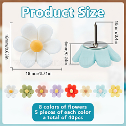 40 шт. 8-х цветные кнопки для рисования в виде цветочной смолы&nbsp;AJEW-DR00044