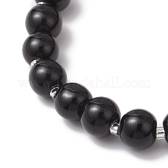 Тематика хэллоуина выпечка расписные стеклянные круглые бусины эластичные браслеты для женщин&nbsp;BJEW-MZ00186-01