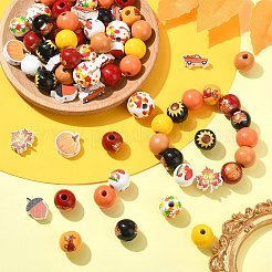 100 шт. 15 стиля круглые и цветочные деревянные европейские бусины WOOD-CJ0002-45