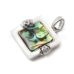 Подвески из латуни с кубическим цирконием и раковинами морского ушка.&nbsp;KK-G553-01C-P