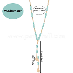 2 шт. 2-х цветные стеклянные бусины-лариаты с цепочкой из сплава «Бостон» NJEW-AN0001-05