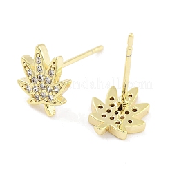Orecchini a bottone da donna in ottone con micro pavé di zirconi trasparenti&nbsp;EJEW-S217-D01
