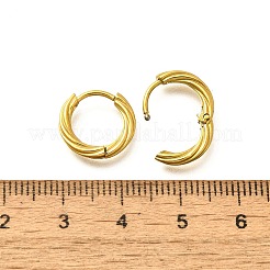 女性用304ステンレスフープピアス  イオンプレーティング（ip）  ツイストリング  14KGP本金メッキ  13.5x2.5mm&nbsp;EJEW-M068-14G-07