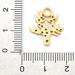 304ステンレスペンダント  レーザー切断  18KGP本金メッキ  海の動物のチャーム  サンゴ  18x16x1mm  穴：2.5mm&nbsp;STAS-R134-08G-03