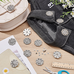20 pieza de flor de aleación de zinc y rhinestone y remaches de vidrio&nbsp;BUTT-NB0001-84D
