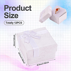 Квадратные бумажные подарочные коробки для колец с бантом&nbsp;CON-TAC0010-80E