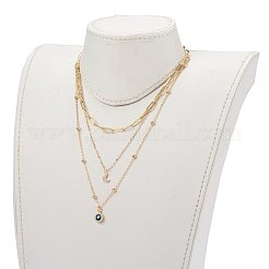 Set di collane con ciondolo in ottone con micro pavé di zirconi trasparenti e collane con catena a graffetta&nbsp;NJEW-JN03354-04