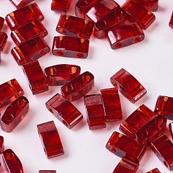 MIYUKIハーフティラビーズ  日本製シードビーズ  2の穴  (htl304) ガーネットの金光沢  5x2.3x1.9mm  穴：0.8mm  約12500個/500g&nbsp;SEED-MY05-HTL304