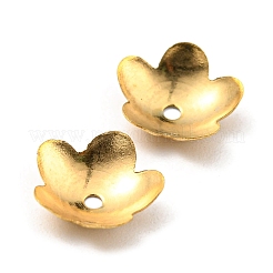 304ステンレススチールビーズキャップ  5  - 花びらの花  18KGP本金メッキ  9x9.5x2.5mm  穴：1mm&nbsp;STAS-G310-27A-G