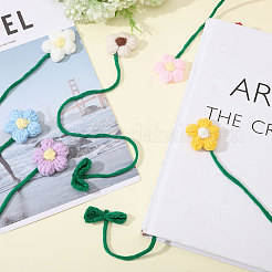 7 шт. 7-цветные закладки для книг из полиэстера с цветочным узором&nbsp;AJEW-CA0004-54