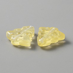 クリスマス透明手作りランプワーク ビーズ  クリスマスツリー  シャンパンイエロー  16x15x5mm  穴：1.2mm  約50個/袋&nbsp;LAMP-CJC0012-04J