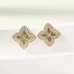 Boucles d'oreilles en laiton avec zircone cubique de micro pave&nbsp;KK-CBA8324-25G-02