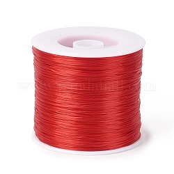 Cuerda de cristal elástica plana de 400 m, Hilo de cuentas elástico, para hacer la pulsera elástica, rojo, 0.2mm, 1 mm de ancho, alrededor de 446.81 yarda (400 m) / rollo
