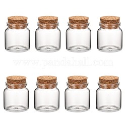 Bouteilles de verre bocal en verre perlent conteneurs, avec bouchon en liège, souhaitant bouteille, clair, 50x47mm, trou: 33 mm, capacité: 87 ml (2.94 oz liq.)