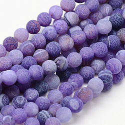 Chapelets de perle en agate naturelle patinée, teinte, mat, ronde, violet foncé, 6mm, Trou: 1mm, Environ 64 pcs/chapelet, 13.6 pouce