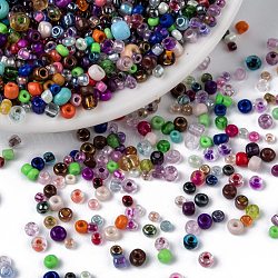 Perles de rocaille en verre, forme mixte et la taille mixte, colorées, 2~6x2~5x2~5mm, Trou: 1mm, environ 24000 pcs/500 g