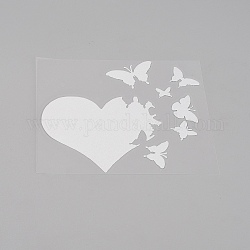 PET Sticker Car Decoration, Face Car Sticker, for Car Decoration, Heart with Butterfly, White, 118x124x0.3mm