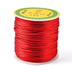 Filo nylon, cordoncino di raso rattail, rosso, 1.0mm, circa 76.55 iarde (70 m)/rotolo