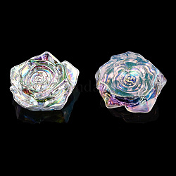 Прозрачные кабошоны из абс-пластика, с покрытием AB цвета, роза, ясно AB, 18x17x6.5 мм