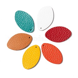 Eco-Friendly Cowhide Pendants, Oval, Mixed Color, 35x21x1.5mm, Hole: 1.5mm